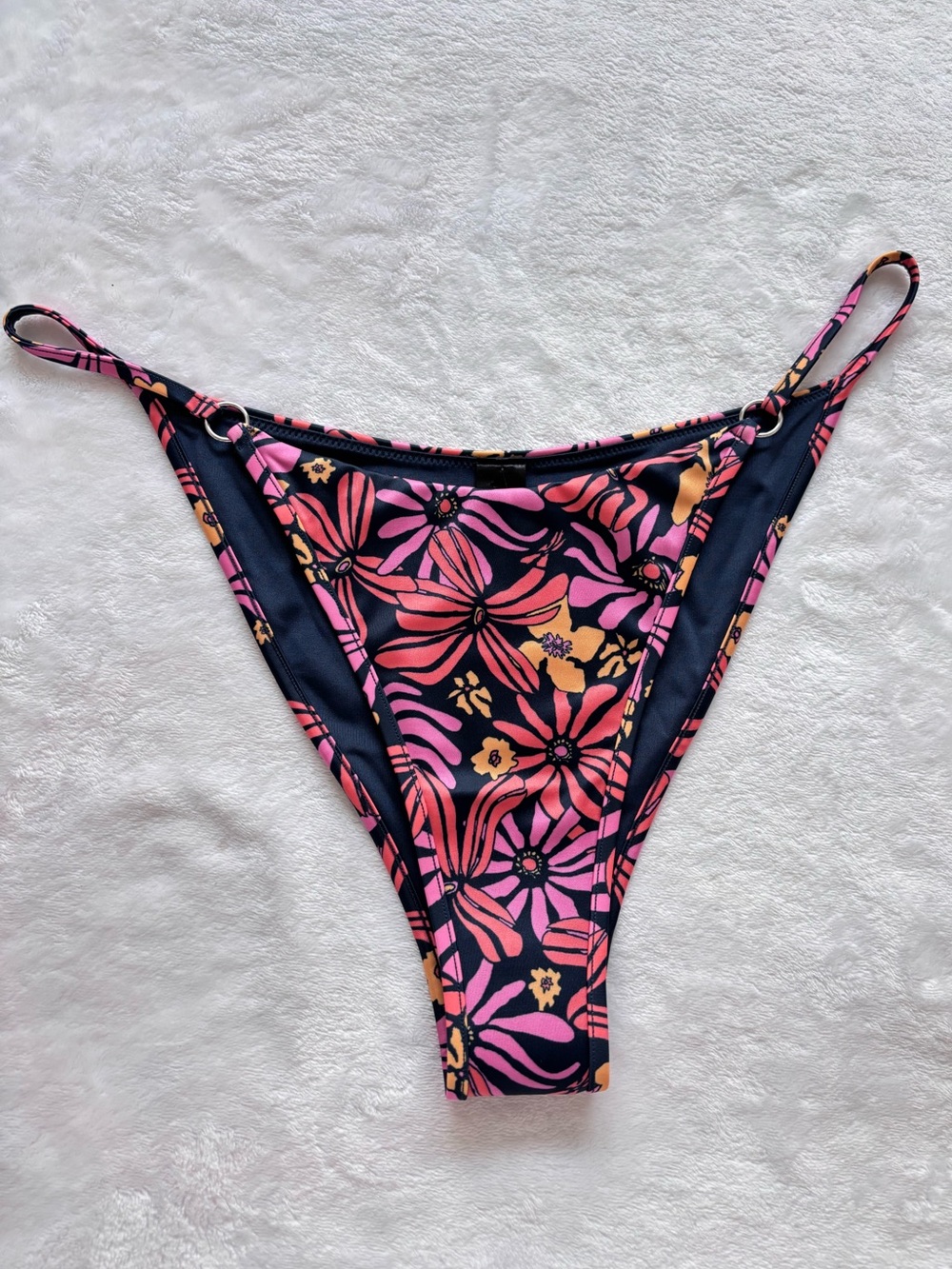 WEEKDAY Deep Print Tanga Blue Floral Bikini Bottom--NWT--L